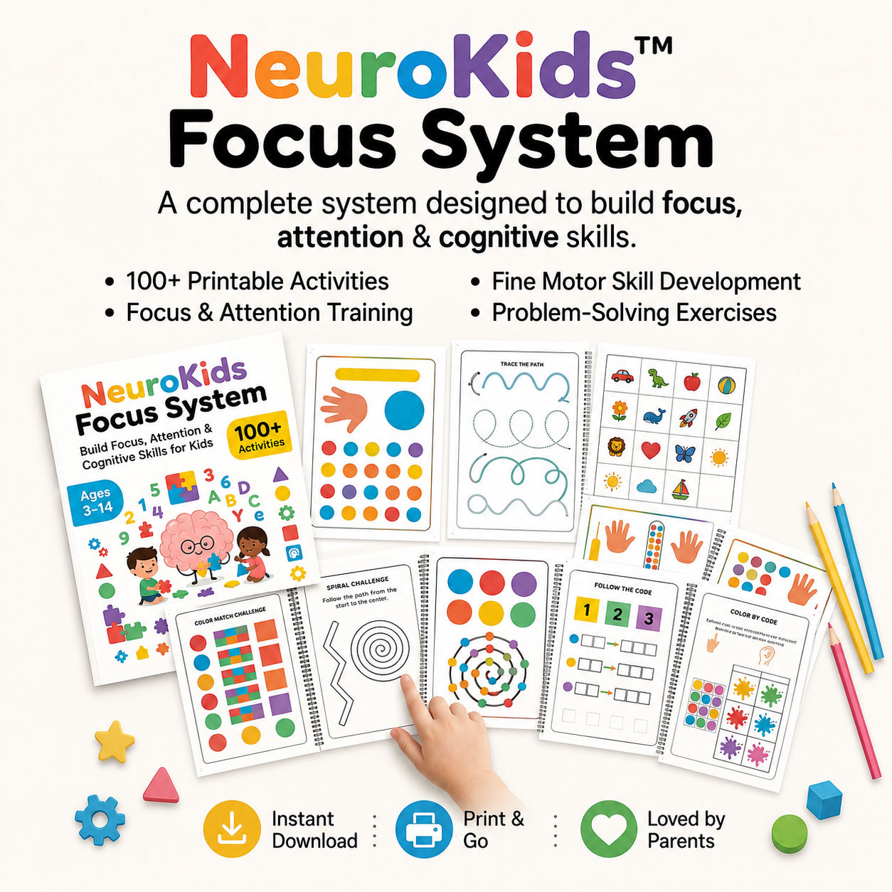 NeuroKids: 100+ printable brain-training exercises